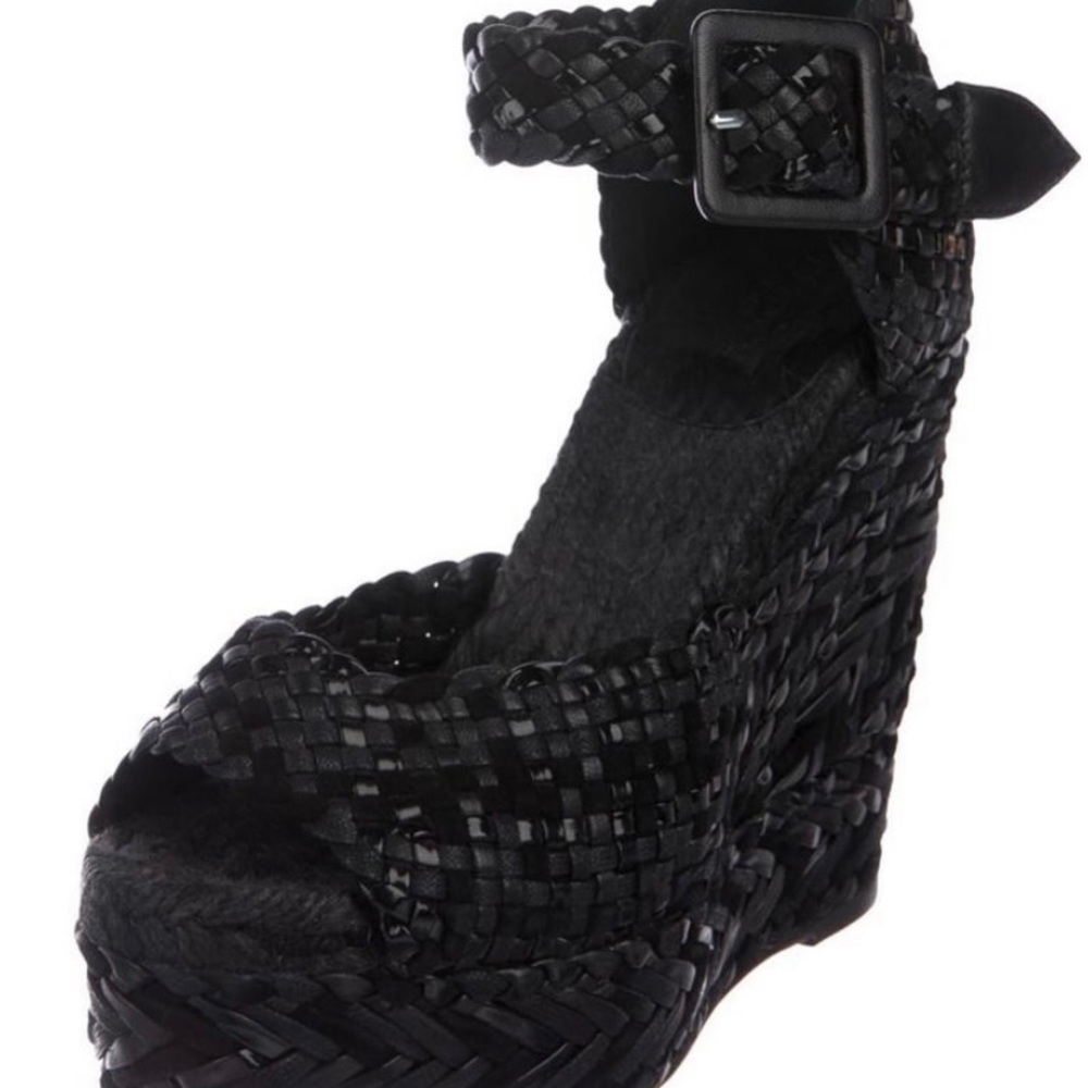 Hermès  Leather Ankle Strap Wedges